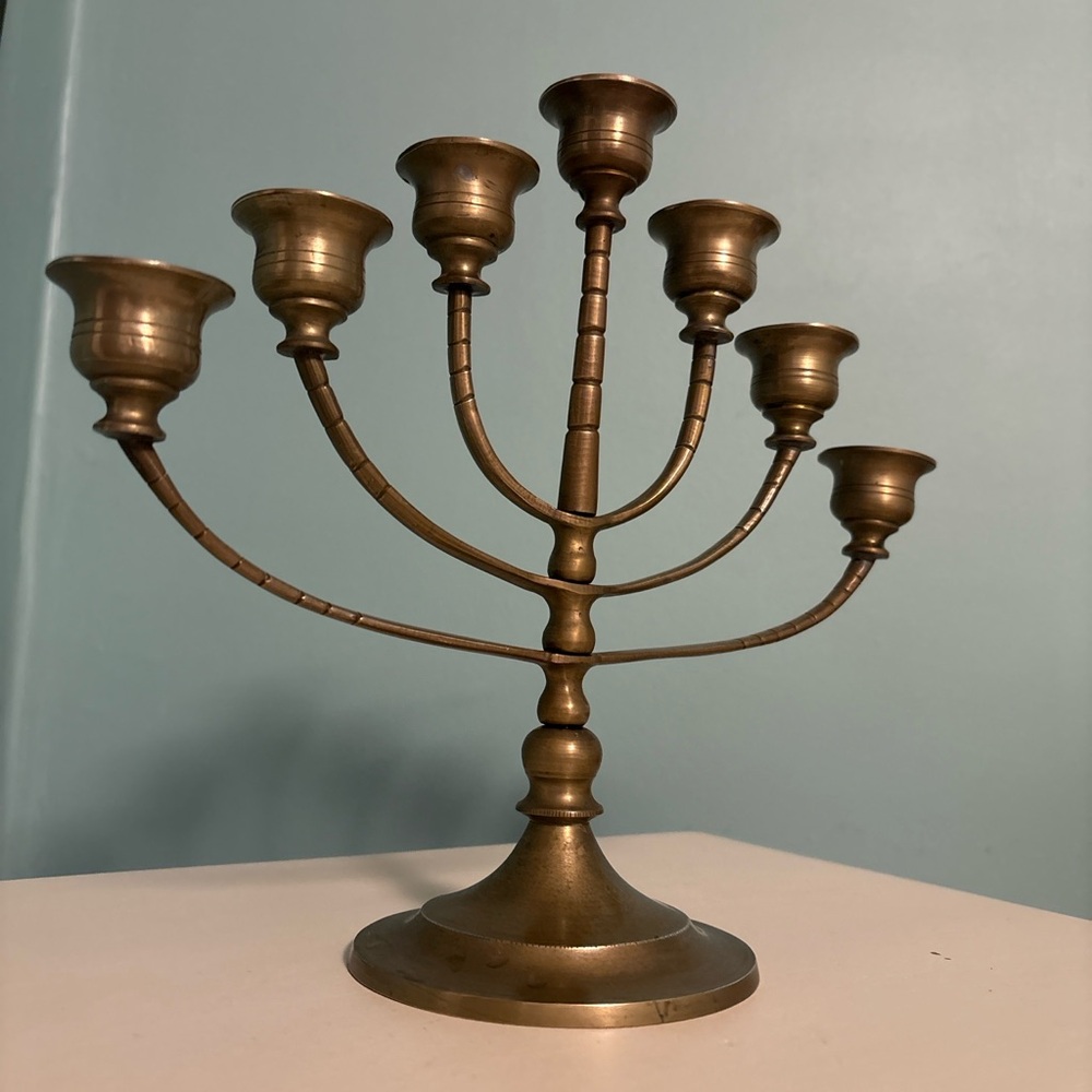 Brass Seven-Arm Menorah/Candelabra - Vintage 1940’s